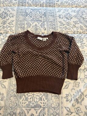 Newport News Brown & Cream Crewneck Sweater